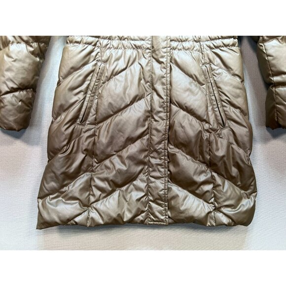 Talbots Womens Puffer Coat Jacket Petite Gold Quilted Full Zip Cozy Winter - Picture 5 of 15